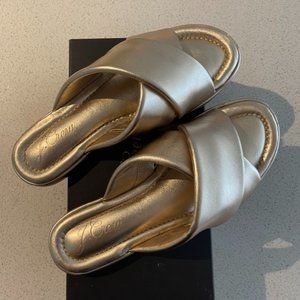 J. Crew Gold Menorca Padded Cross-strap Sandals/ Size 7.5